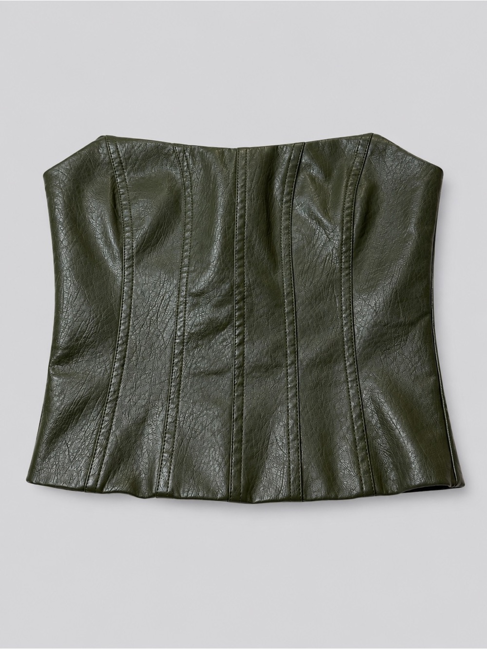 Tiger Mist Women's Olive Green Faux Leather Strapless
Tube Top - Size M - Picture 2 of 9